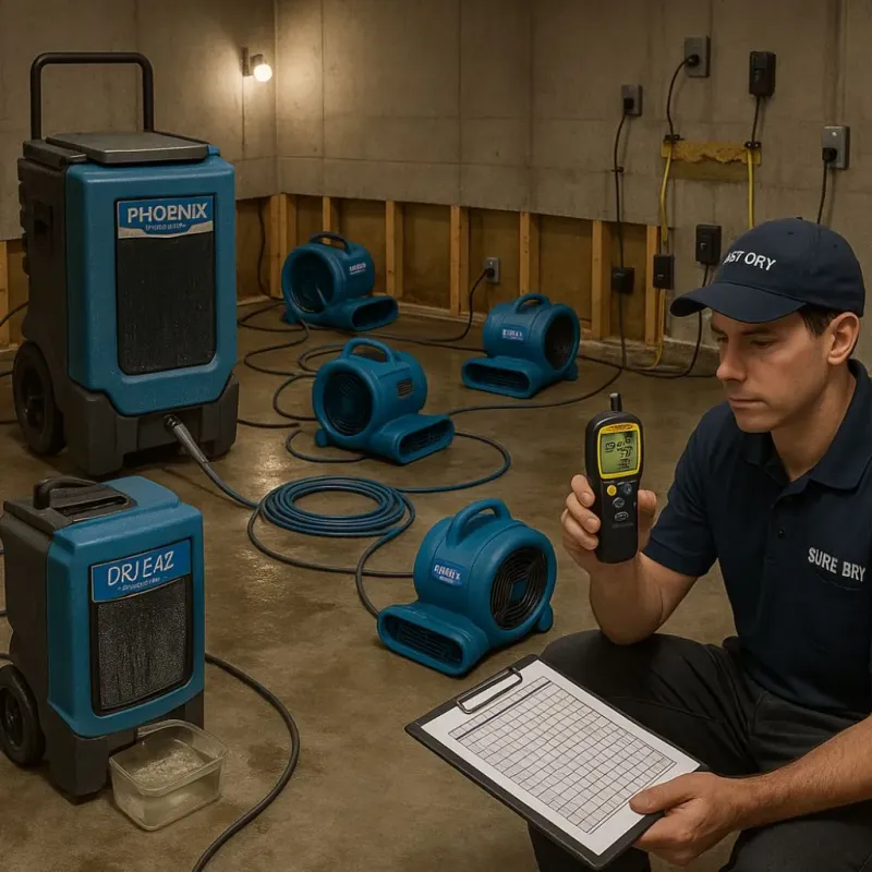 Structural Drying and Dehumidification process in Mansfield Center, MA